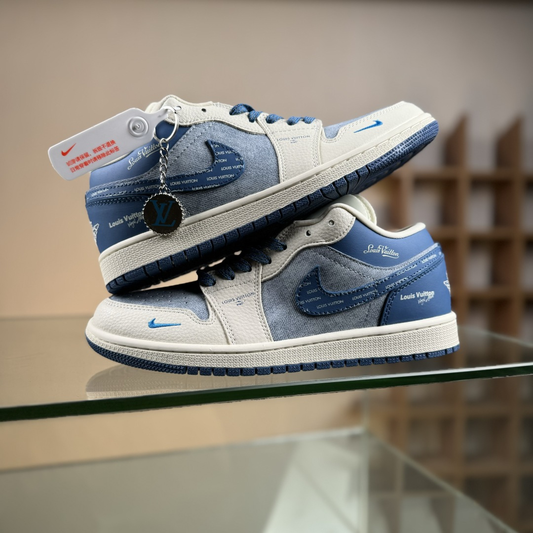 Nike Jordan Air Jordan 1 x Louis Vuitton 白蓝牛仔小勾 QD1988-003-莆田鞋,莆田鞋货源,高仿鞋,高仿鞋货源,安福档口,莆田高仿鞋,莆田鞋批发,高仿鞋批发,莆田高仿运动鞋,高仿运动鞋,莆田运动鞋 Nike Jordan Air Jordan 1 x Louis Vuitton 白蓝牛仔小勾 QD1988-003
