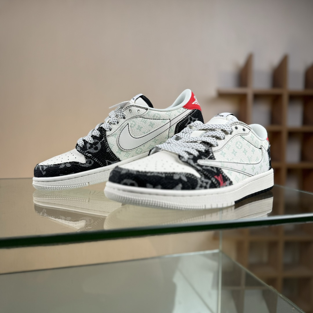 Travis Scott x Nike Air Jordan 1 Low x Louis Vuitton Air Jordan 1 Low 反转黑白牛仔满天星倒钩 CX5050-Y28 Travis Scott x Nike Air Jordan 1 Low x Louis Vuitton Air Jordan 1 Low 反转黑白牛仔满天星倒钩 CX5050-Y28