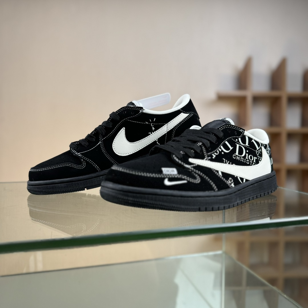 Travis Scott x Nike Air Jordan 1 Low x DIOR Air Jordan 1 Low 反转黑白小勾倒钩 LD2025-036