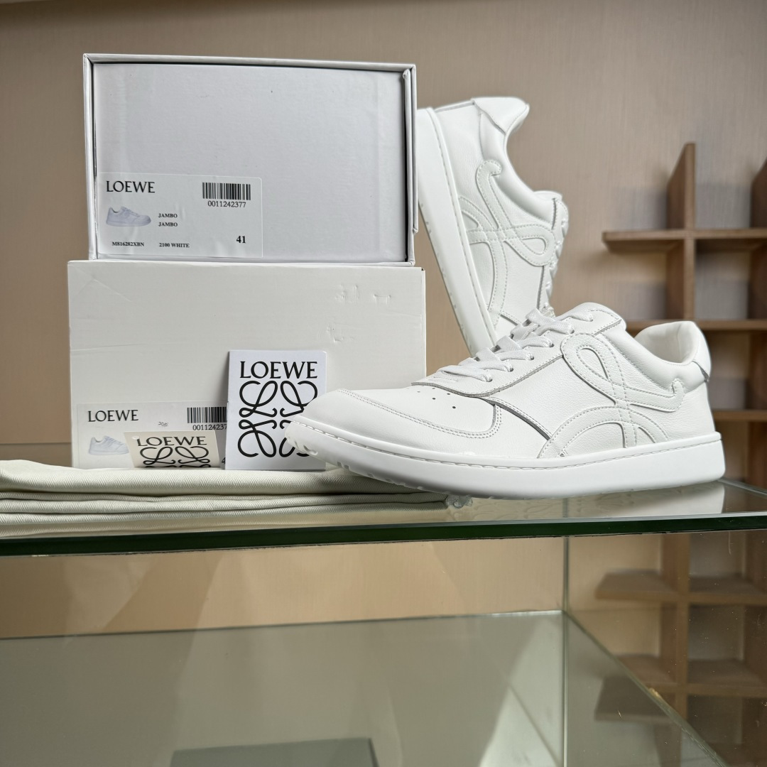 LOEWE罗意威 Jambo 牛皮革 圆头系带低班男鞋