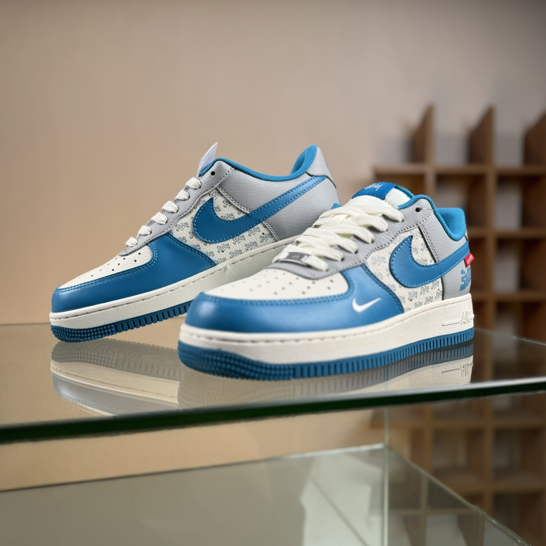 260 Nike Air Force 1'07 Low 斯图西联名 奶白蓝灰 空军一号低帮休闲板鞋 XD2588-607