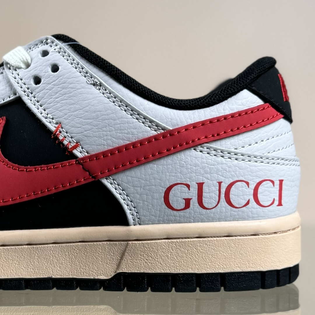 200 高端定制Nike SB Dunk Low 古驰联名— 灰黑红 高端定制 低帮休闲板鞋 XD1588-206