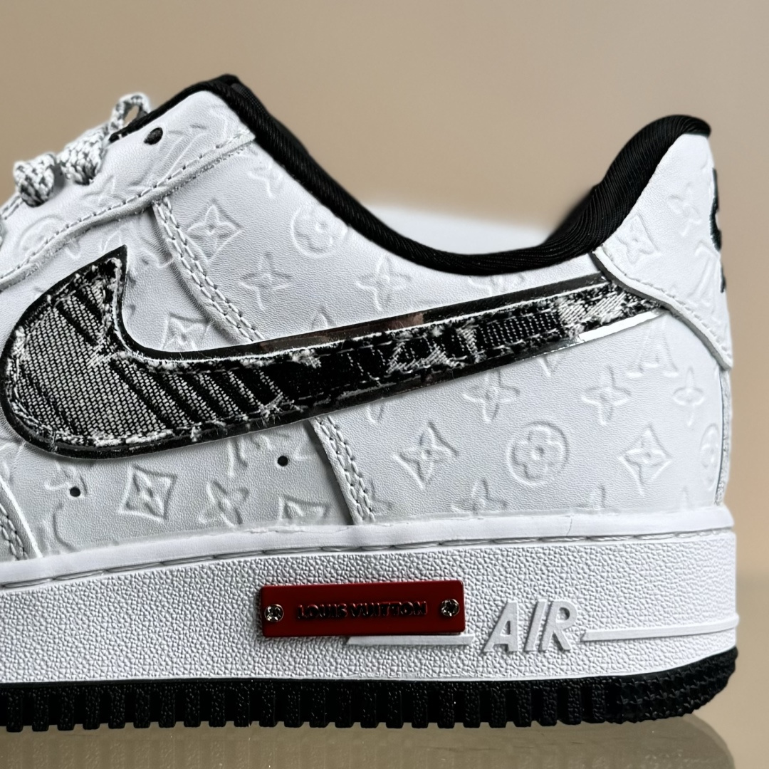 260 高端定制Nike Air Force 1 '07 Low “LV联名---白黑立体印刷” 高端定制 低帮休闲板鞋 XL1979-111