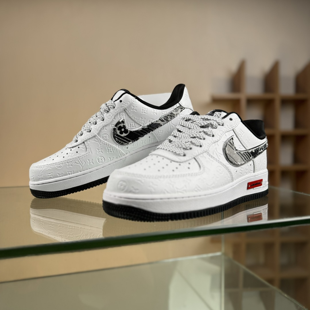 260 高端定制Nike Air Force 1 '07 Low “LV联名---白黑立体印刷” 高端定制 低帮休闲板鞋 XL1979-111