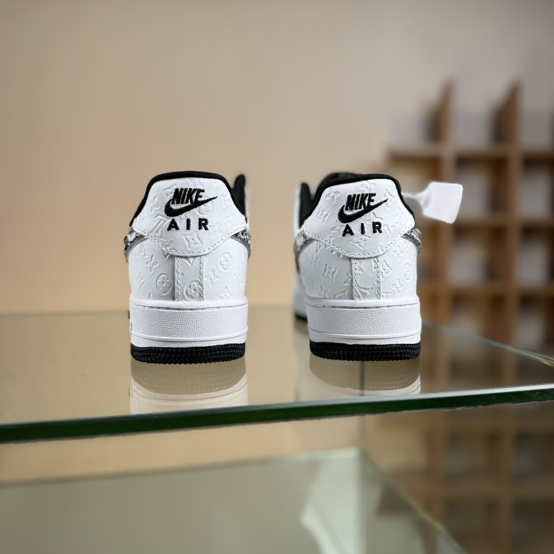 260 高端定制Nike Air Force 1 '07 Low “LV联名---白黑立体印刷” 高端定制 低帮休闲板鞋 XL1979-111