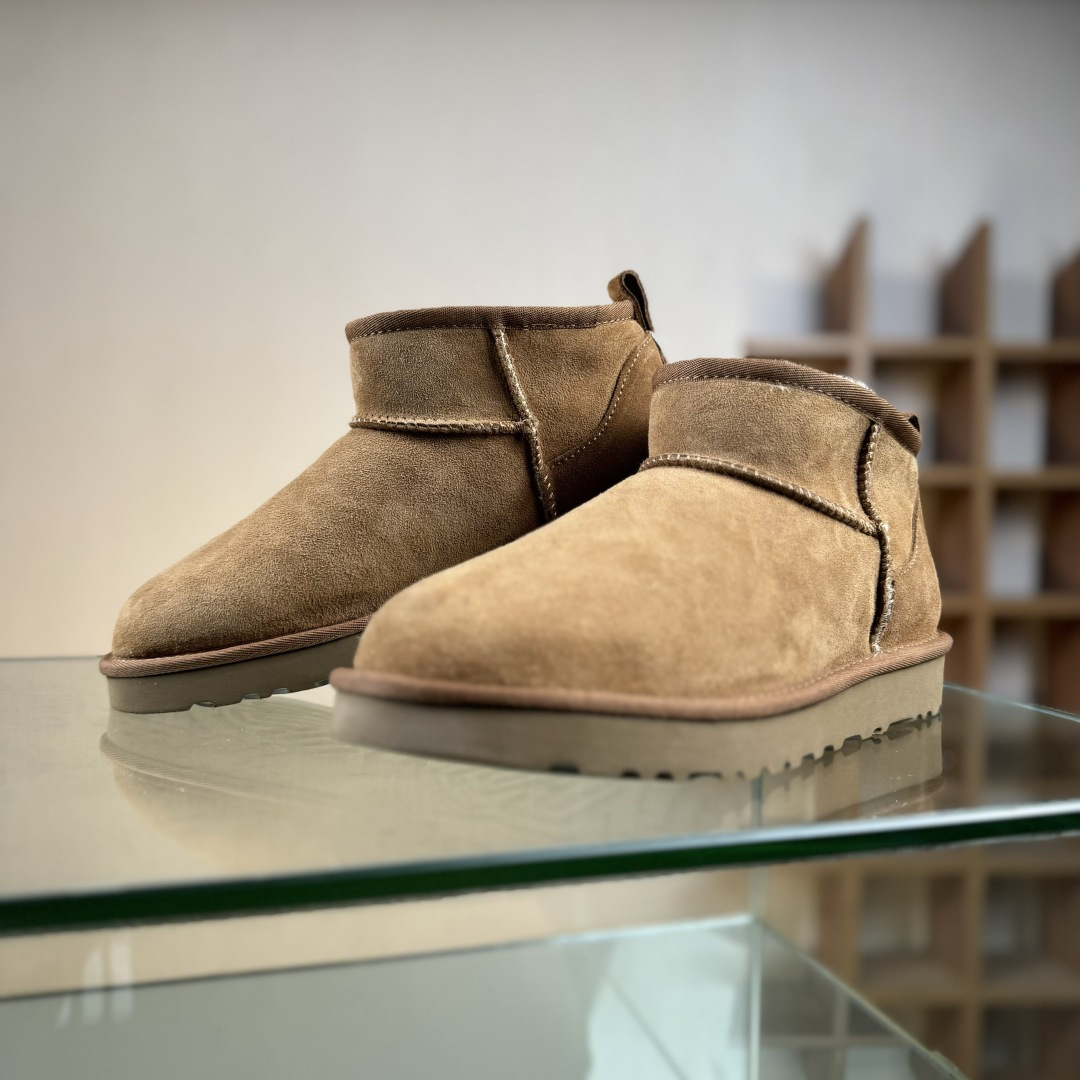 260 全网最齐ugg130+配色市售顶级版本 UGGMini薄底黑色短筒1.5cm书爆款 广州外贸大厂生产鞋头到鞋垫真羊皮毛