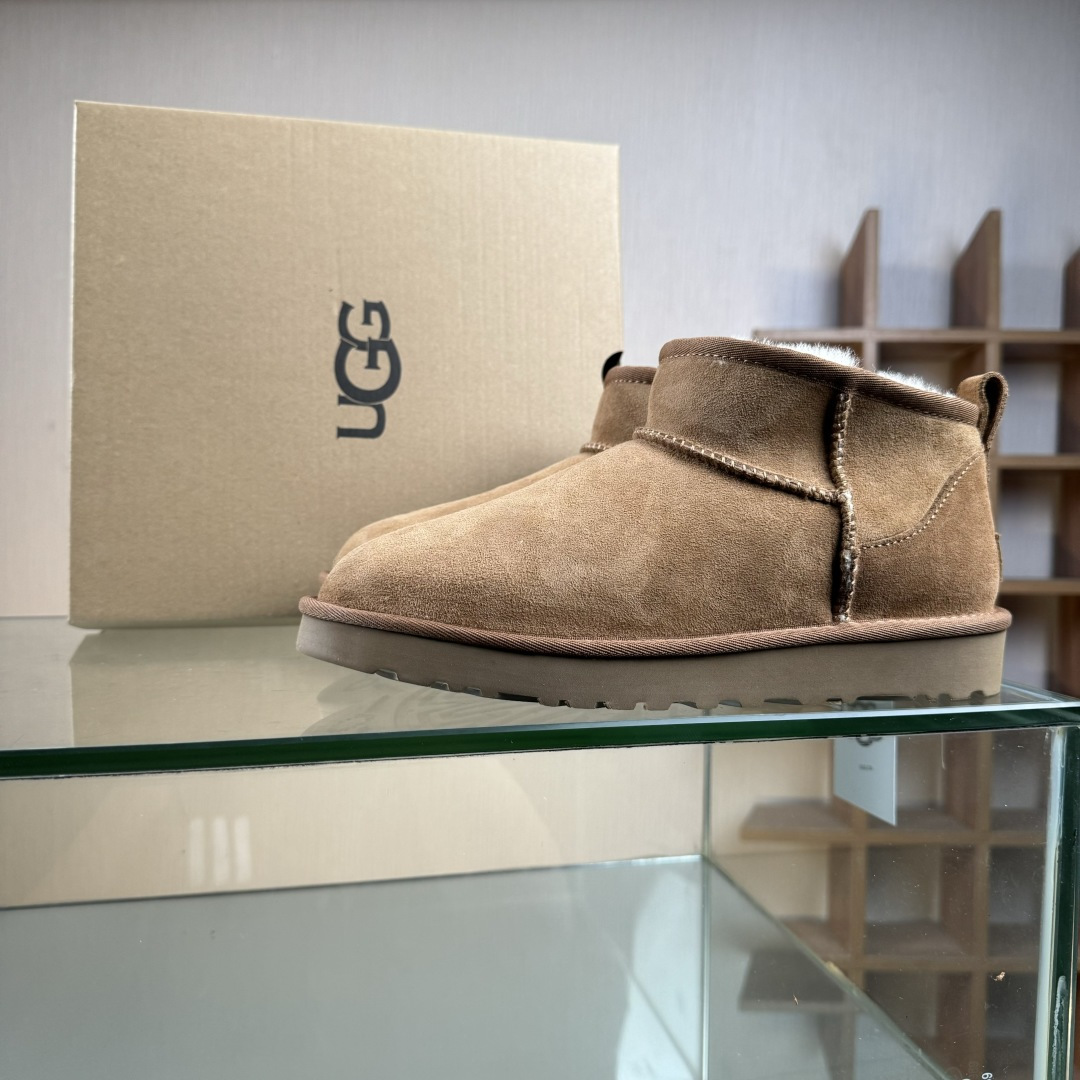 260 全网最齐ugg130+配色市售顶级版本 UGGMini薄底黑色短筒1.5cm书爆款 广州外贸大厂生产鞋头到鞋垫真羊皮毛