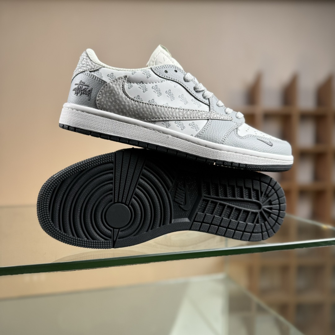 280 Travis Scott x Fragment Design x Air Jordan 1 Low SP AJ1 乔1斯图西联名 浅灰印花 低帮文化休闲板鞋 DZ5899-026