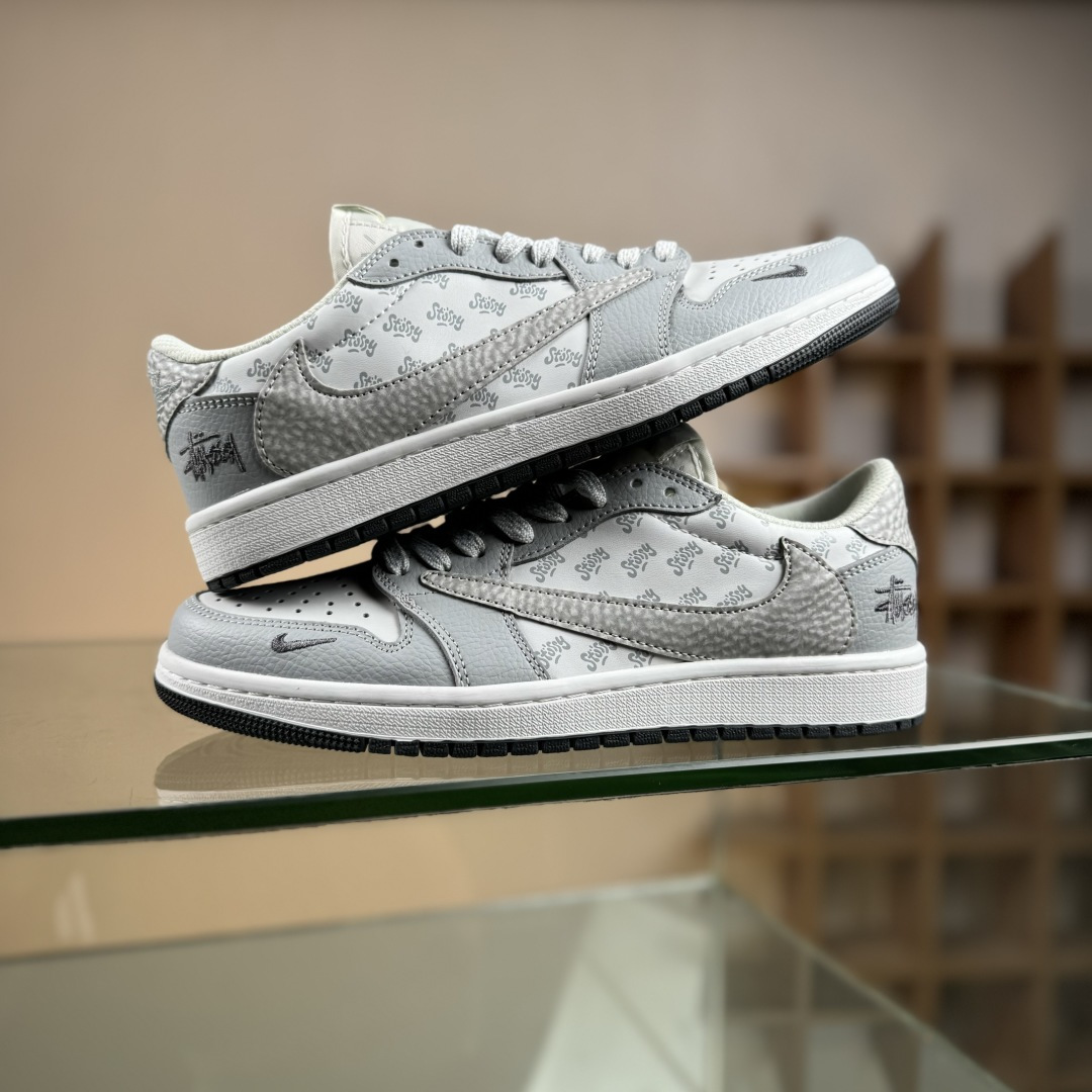 280 Travis Scott x Fragment Design x Air Jordan 1 Low SP AJ1 乔1斯图西联名 浅灰印花 低帮文化休闲板鞋 DZ5899-026