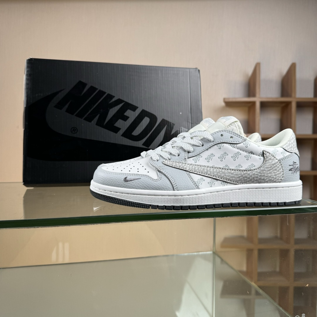280 Travis Scott x Fragment Design x Air Jordan 1 Low SP AJ1 乔1斯图西联名 浅灰印花 低帮文化休闲板鞋 DZ5899-026