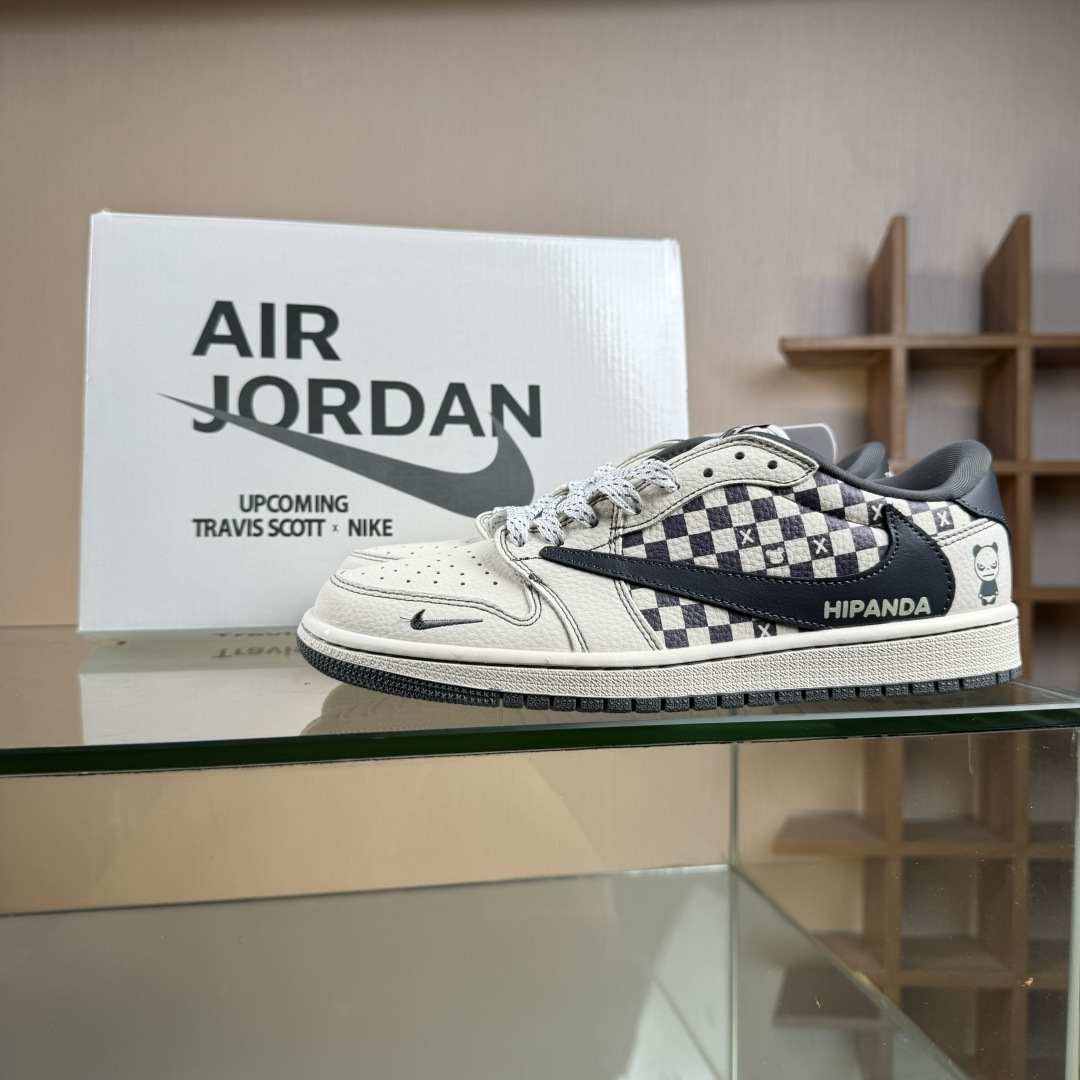 Travis Scott x Nike Air Jordan 1 Low x HIPANDA Air Jordan 1 Low 反转白黑方格小勾满天星倒钩 XD1979-001