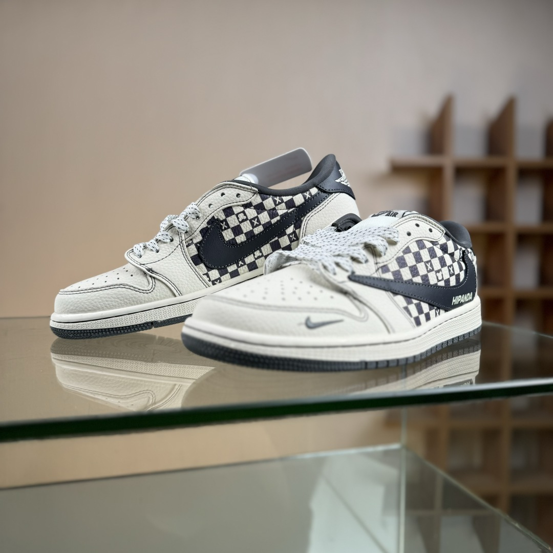 Travis Scott x Nike Air Jordan 1 Low x HIPANDA Air Jordan 1 Low 反转白黑方格小勾满天星倒钩 XD1979-001