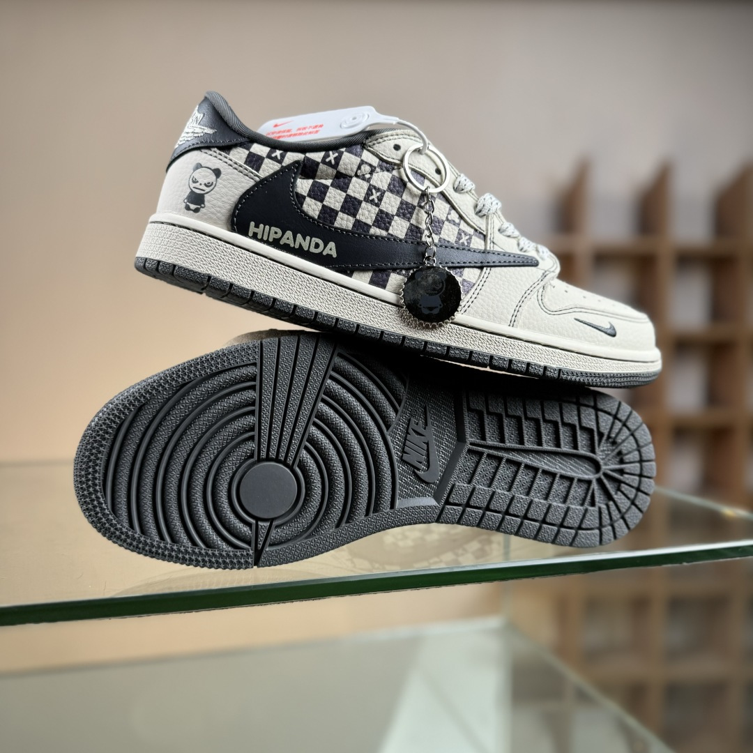 Travis Scott x Nike Air Jordan 1 Low x HIPANDA Air Jordan 1 Low 反转白黑方格小勾满天星倒钩 XD1979-001