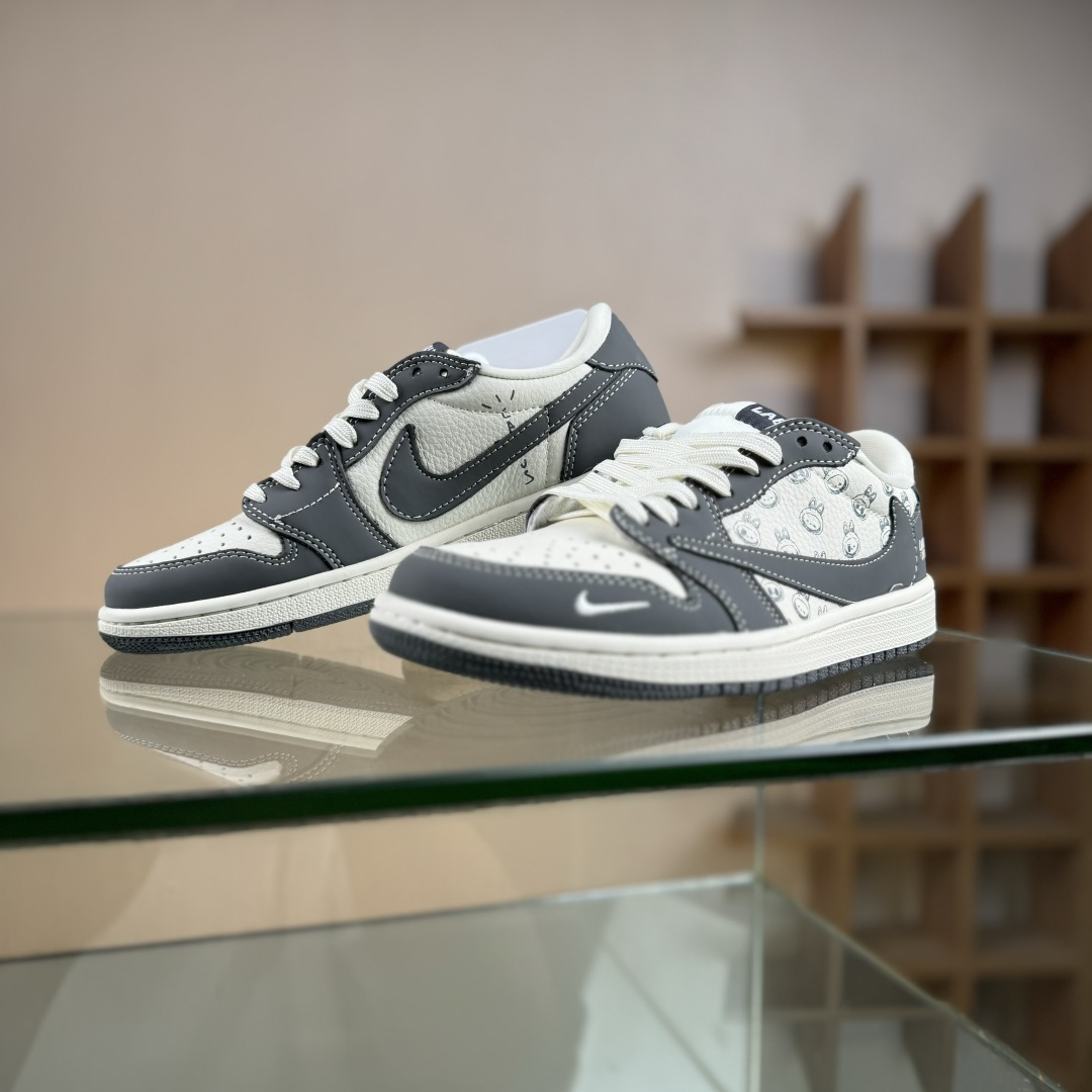 280 Travis Scott x Nike Air Jordan 1 Low x LABUBU Air Jordan 1 Low 反转灰白小勾拉布布倒钩 LD2028-055
