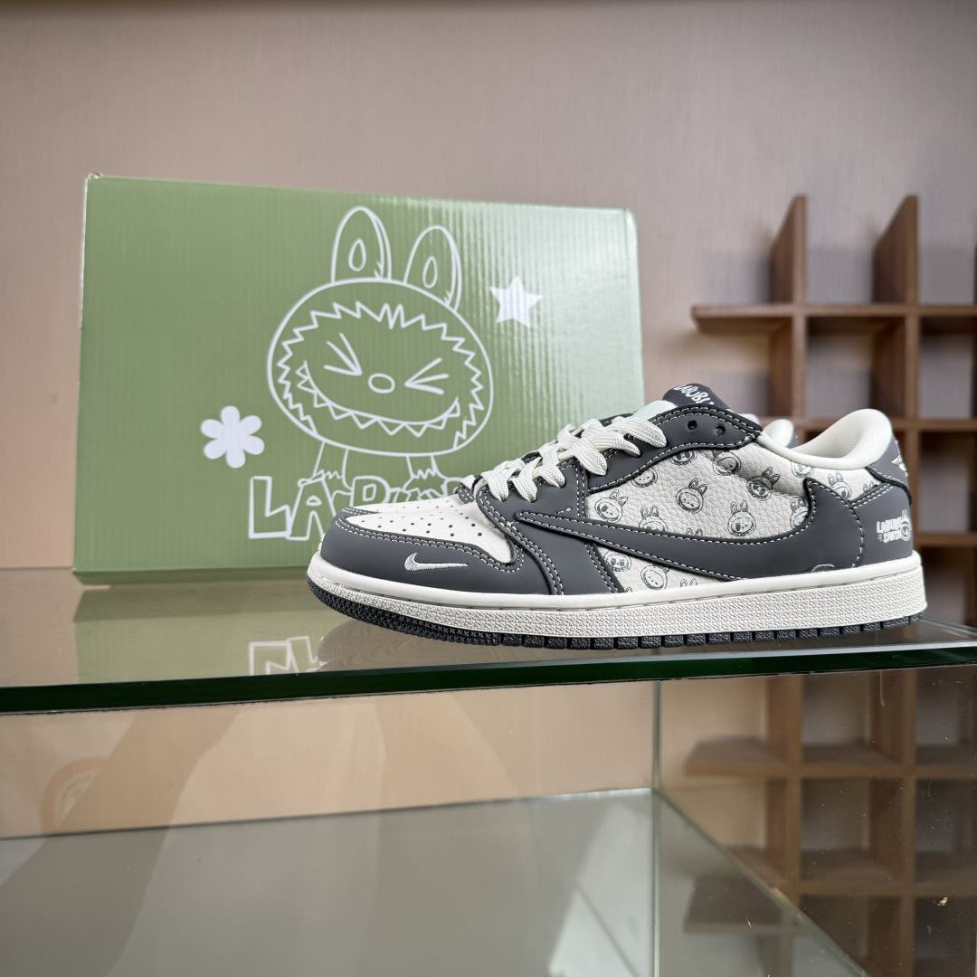 280 Travis Scott x Nike Air Jordan 1 Low x LABUBU Air Jordan 1 Low 反转灰白小勾拉布布倒钩 LD2028-055