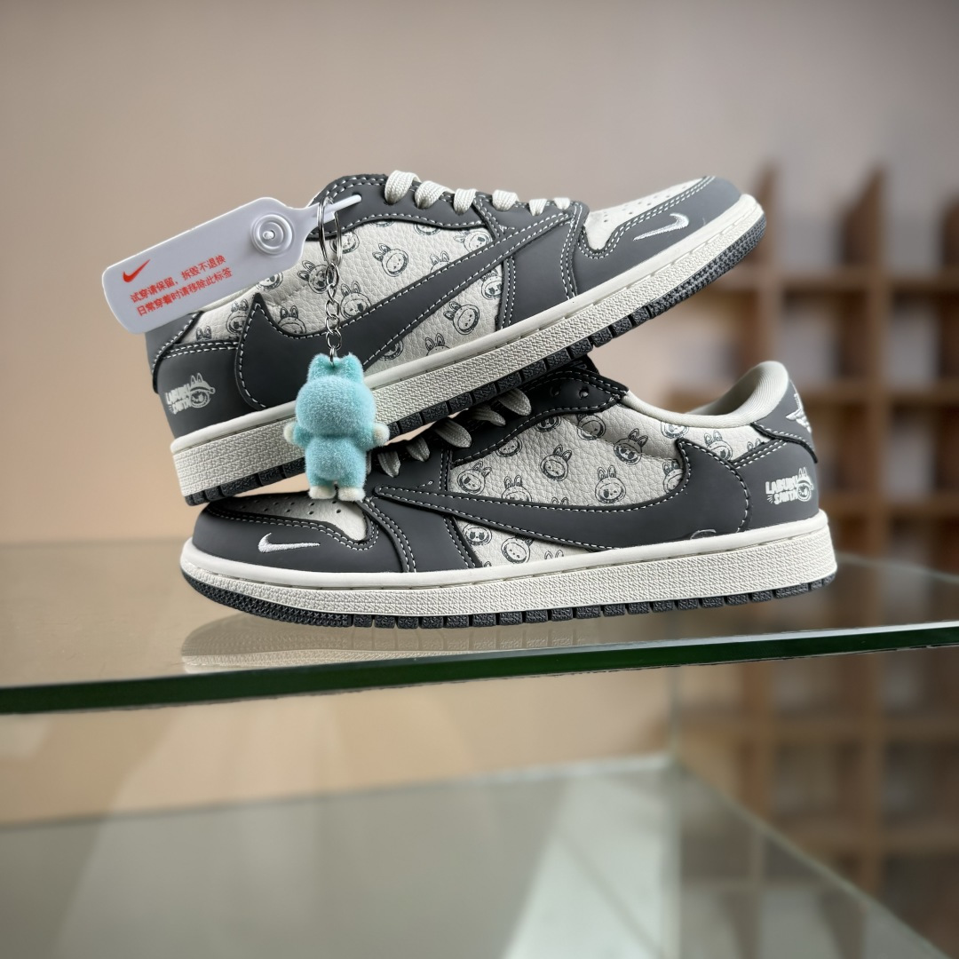 280 Travis Scott x Nike Air Jordan 1 Low x LABUBU Air Jordan 1 Low 反转灰白小勾拉布布倒钩 LD2028-055