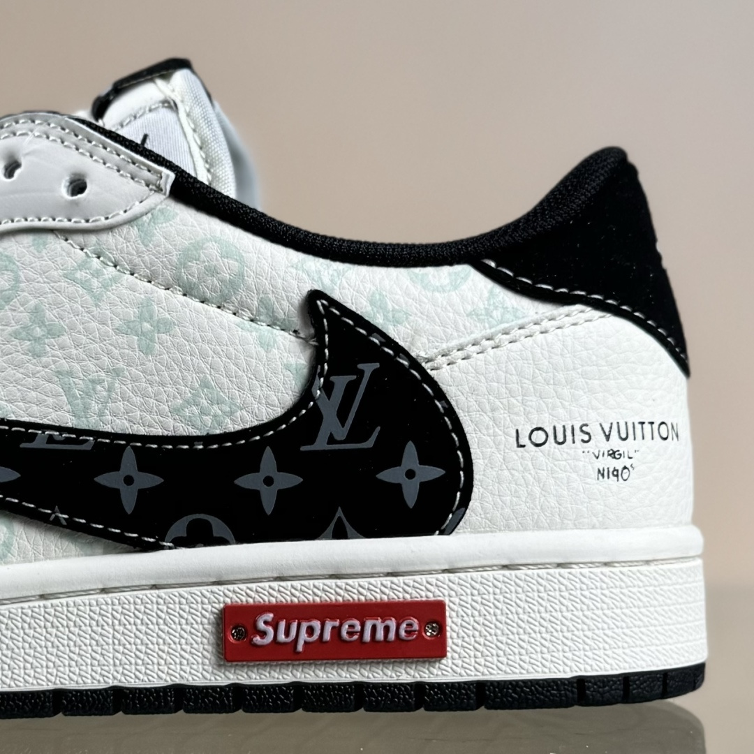 Travis Scott x Fragment Design x Air Jordan 1 Low SP AJ1 乔1双拼黑花勾 低帮文化休闲板鞋 CX5050-Y27