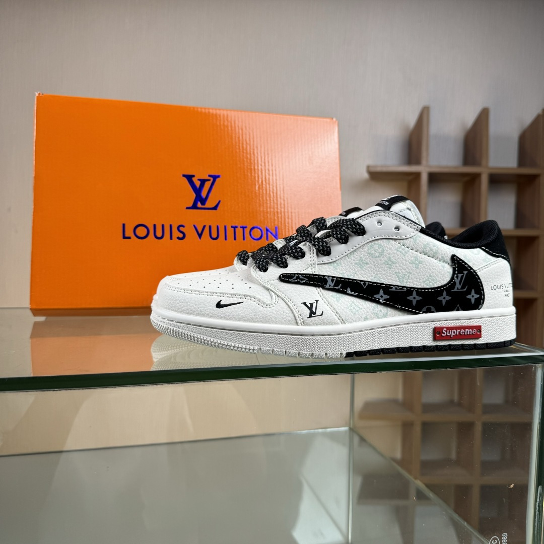 Travis Scott x Fragment Design x Air Jordan 1 Low SP AJ1 乔1双拼黑花勾 低帮文化休闲板鞋 CX5050-Y27