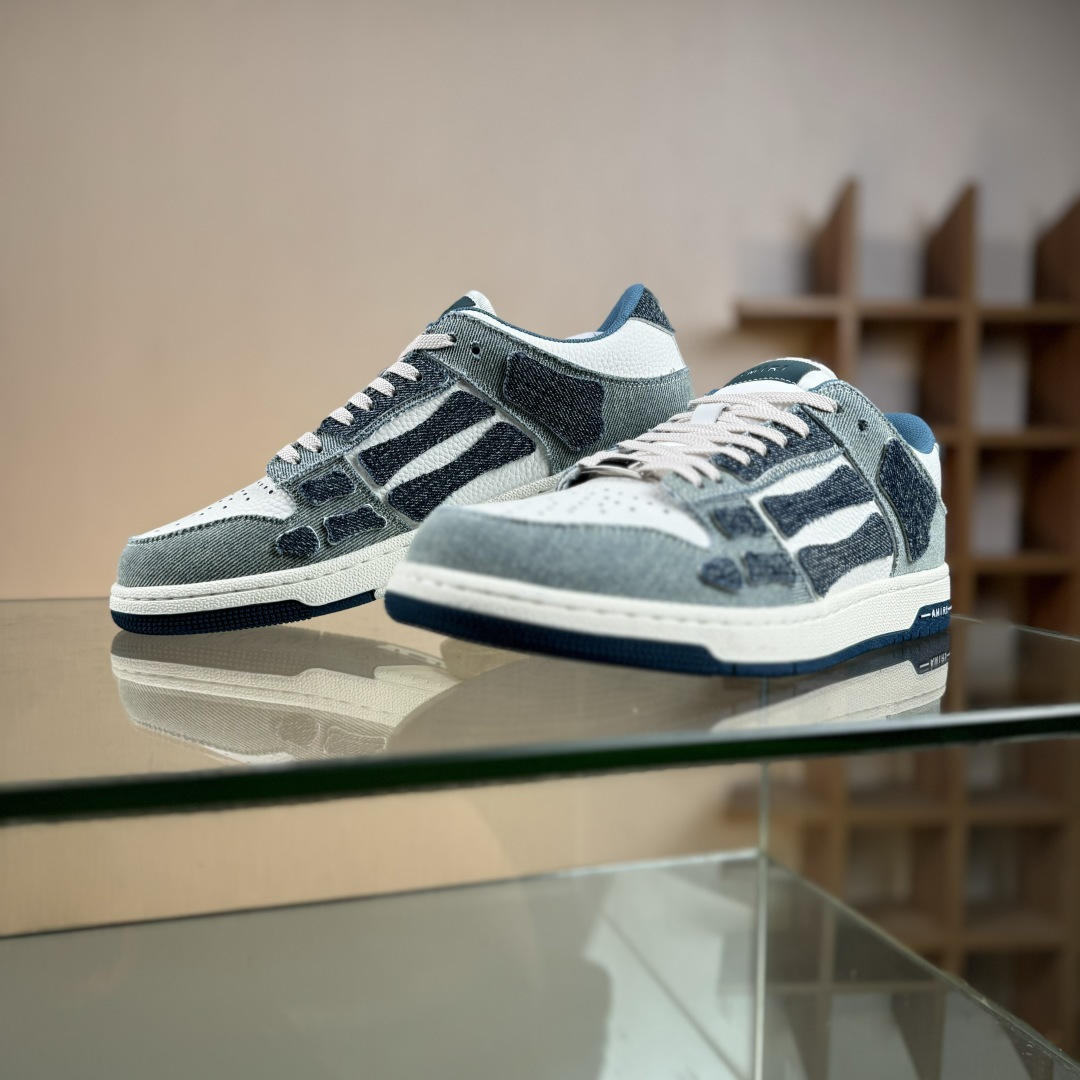 380 最新配色 AMIRI Skeleton High 广东大厂出品 骨骼鞋-Skel Sneakers低帮 洛杉矶街头之王