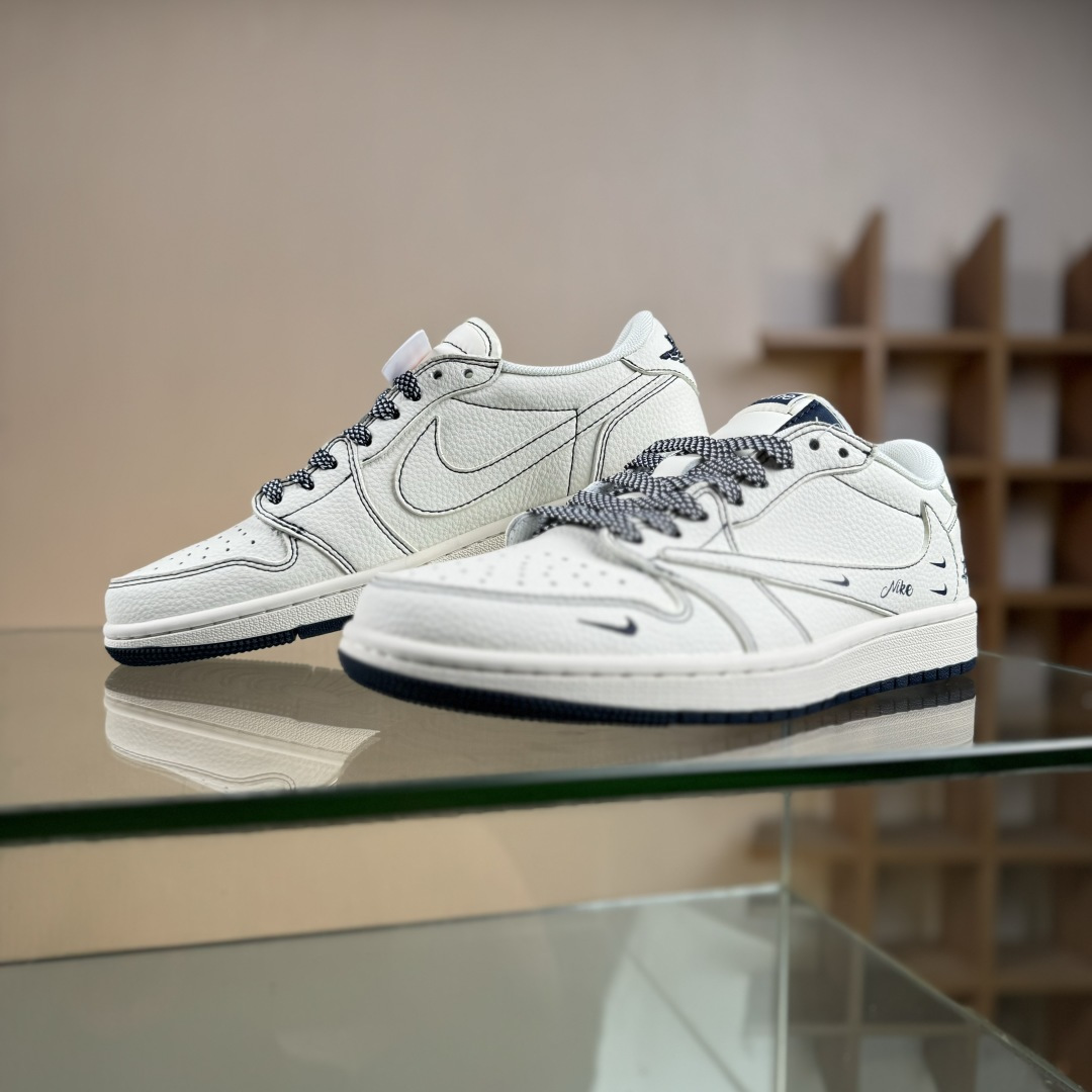 Travis Scott x Fragment Design x Air Jordan 1 Low SP AJ1 乔1米白Nike蓝 低帮文化休闲板鞋 XD0798-308