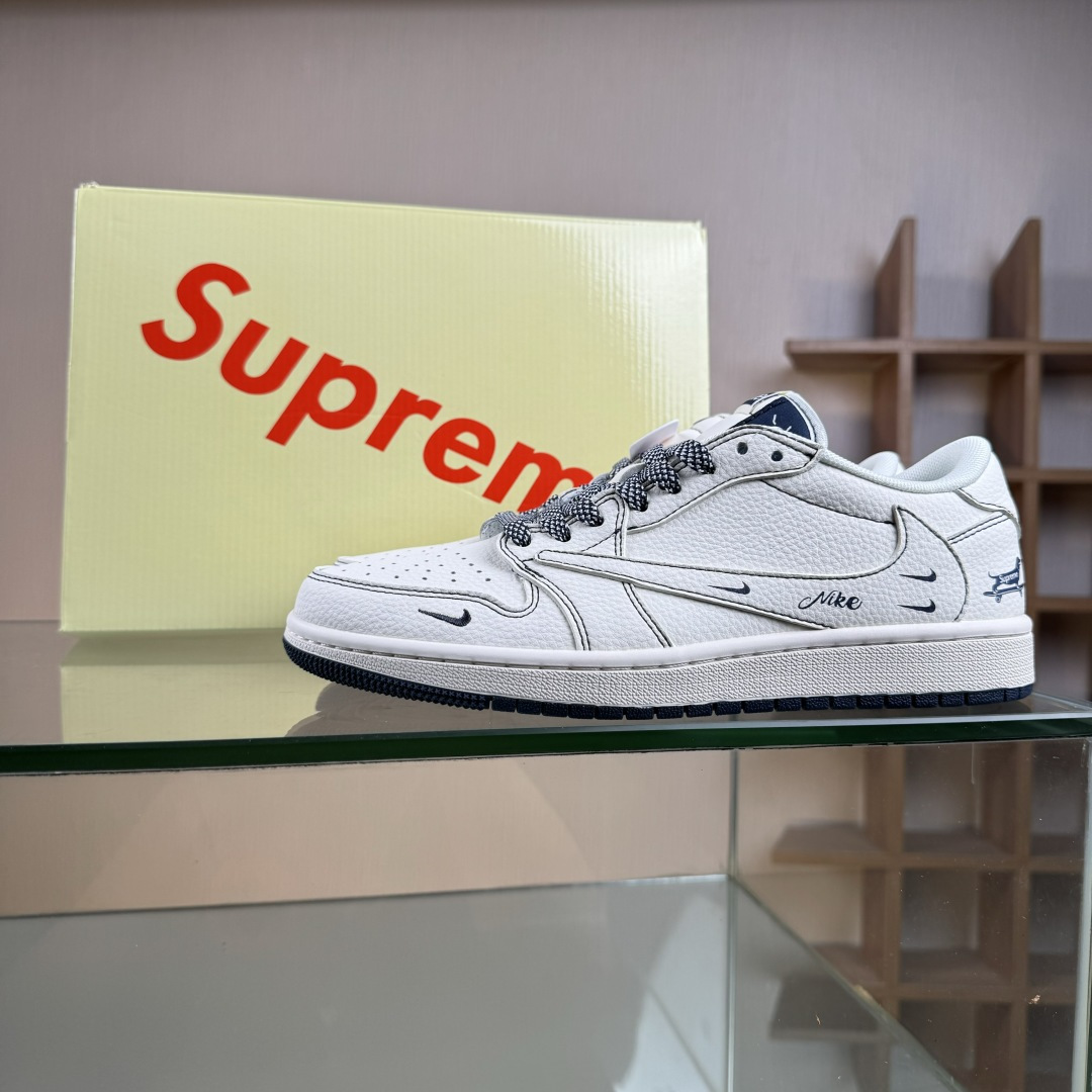 Travis Scott x Fragment Design x Air Jordan 1 Low SP AJ1 乔1米白Nike蓝 低帮文化休闲板鞋 XD0798-308