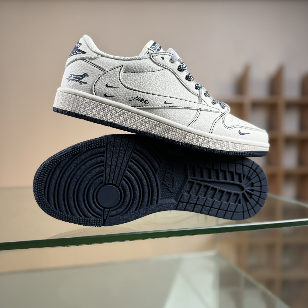 Travis Scott x Fragment Design x Air Jordan 1 Low SP AJ1 乔1米白Nike蓝 低帮文化休闲板鞋 XD0798-308