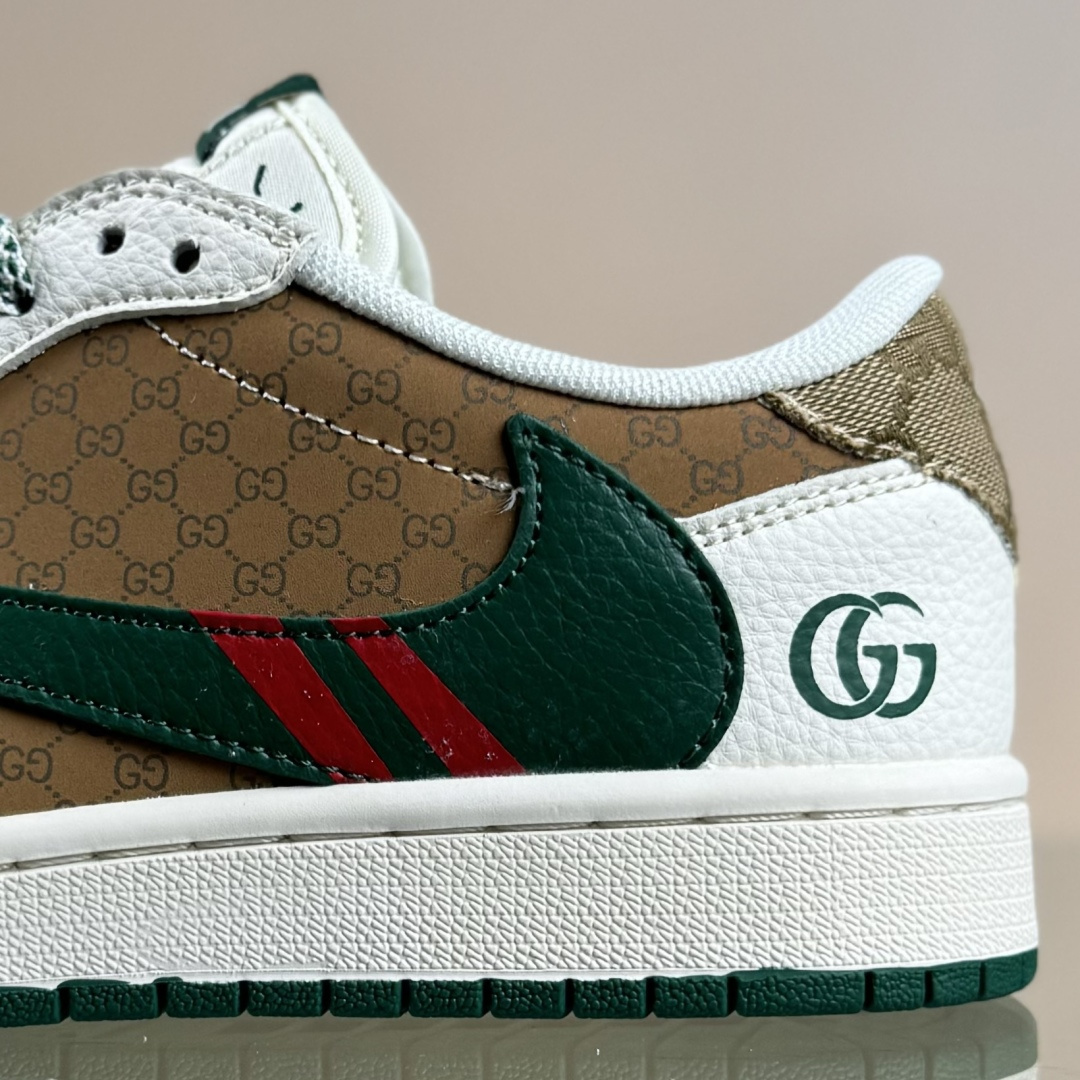 Air Jordan 1 Low AJ1 乔1 古驰联名 花纹米绿红 高端定制 低帮休闲板鞋 QW5088-206