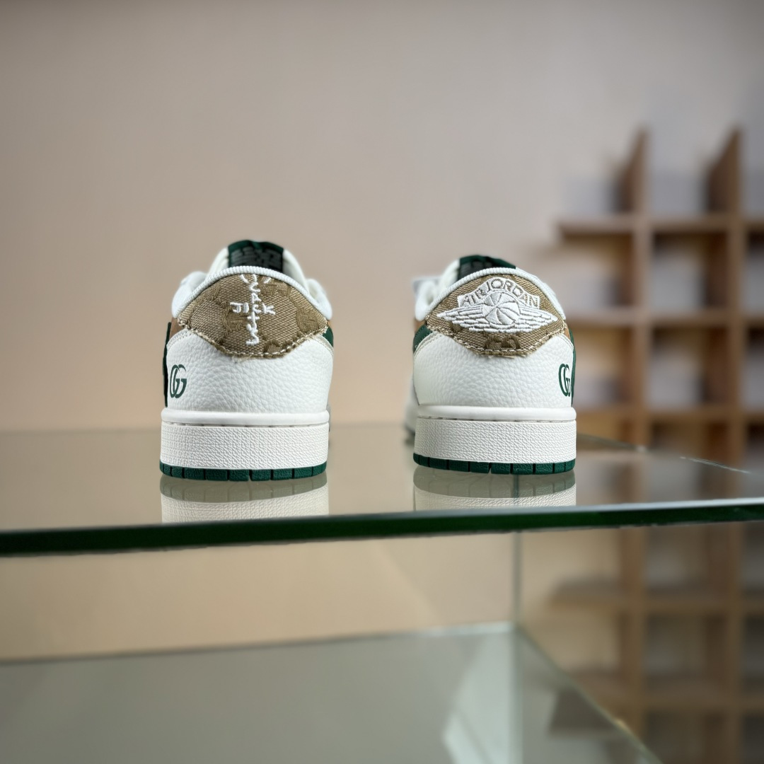 Air Jordan 1 Low AJ1 乔1 古驰联名 花纹米绿红 高端定制 低帮休闲板鞋 QW5088-206