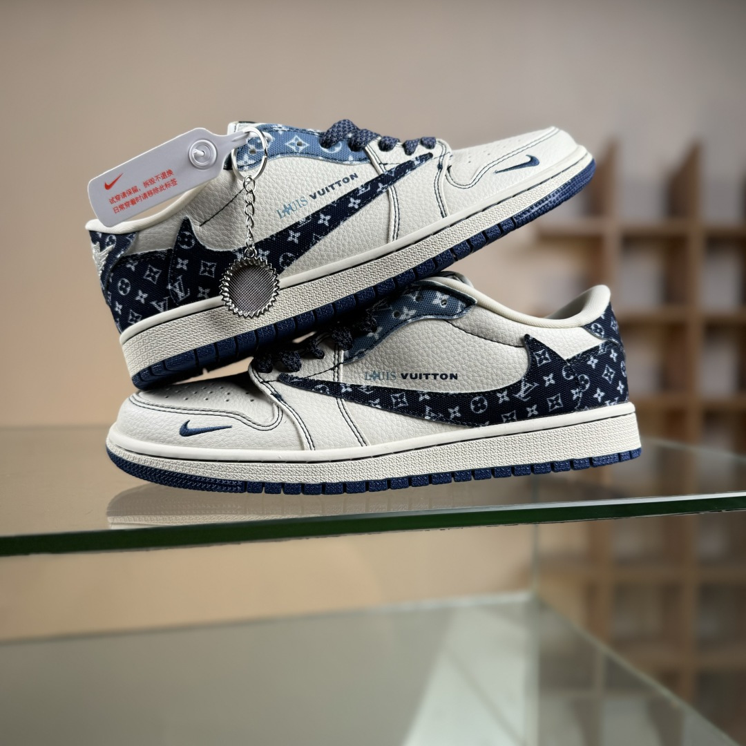 Travis Scott x Fragment Design x Jordan Air Jordan 1 Low SP “路易威登联名------水洗牛仔蓝印花” 高端定制 倒钩三方联名低帮篮球鞋 XD1979-002 Travis Scott x Fragment Design x Jordan Air Jordan 1 Low SP “路易威登联名------水洗牛仔蓝印花” 高端定制 倒钩三方联名低帮篮球鞋 XD1979-002