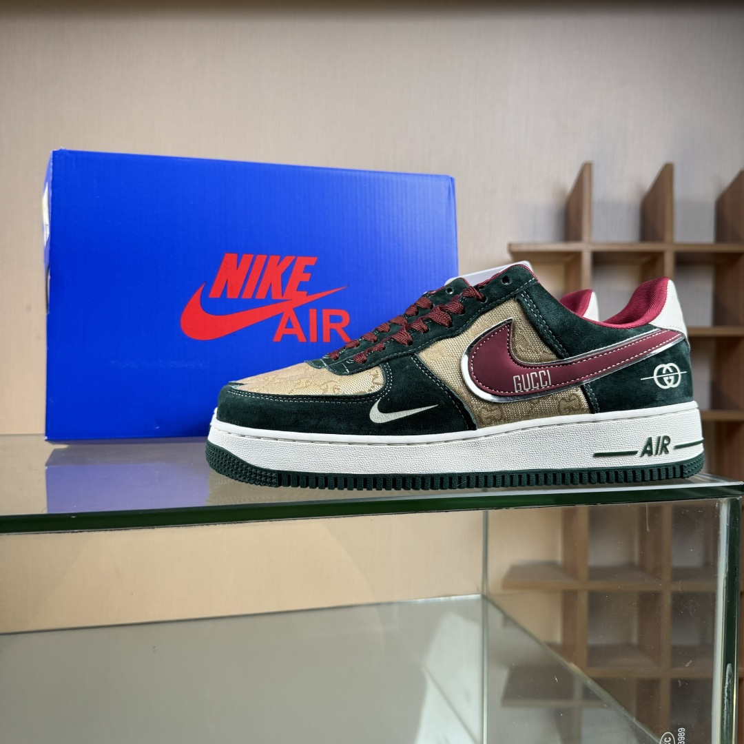 Nike Air Force 1'07 Low 古驰联名 卡其朱砂勾 空军一号低帮休闲板鞋 SY1388-007