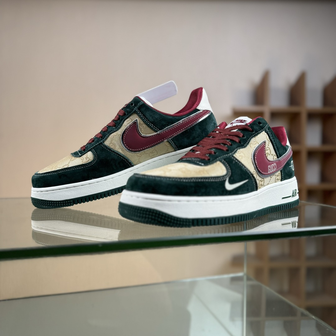 Nike Air Force 1'07 Low 古驰联名 卡其朱砂勾 空军一号低帮休闲板鞋 SY1388-007