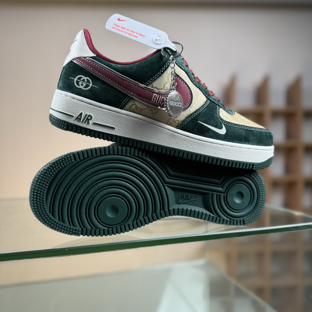 Nike Air Force 1'07 Low 古驰联名 卡其朱砂勾 空军一号低帮休闲板鞋 SY1388-007