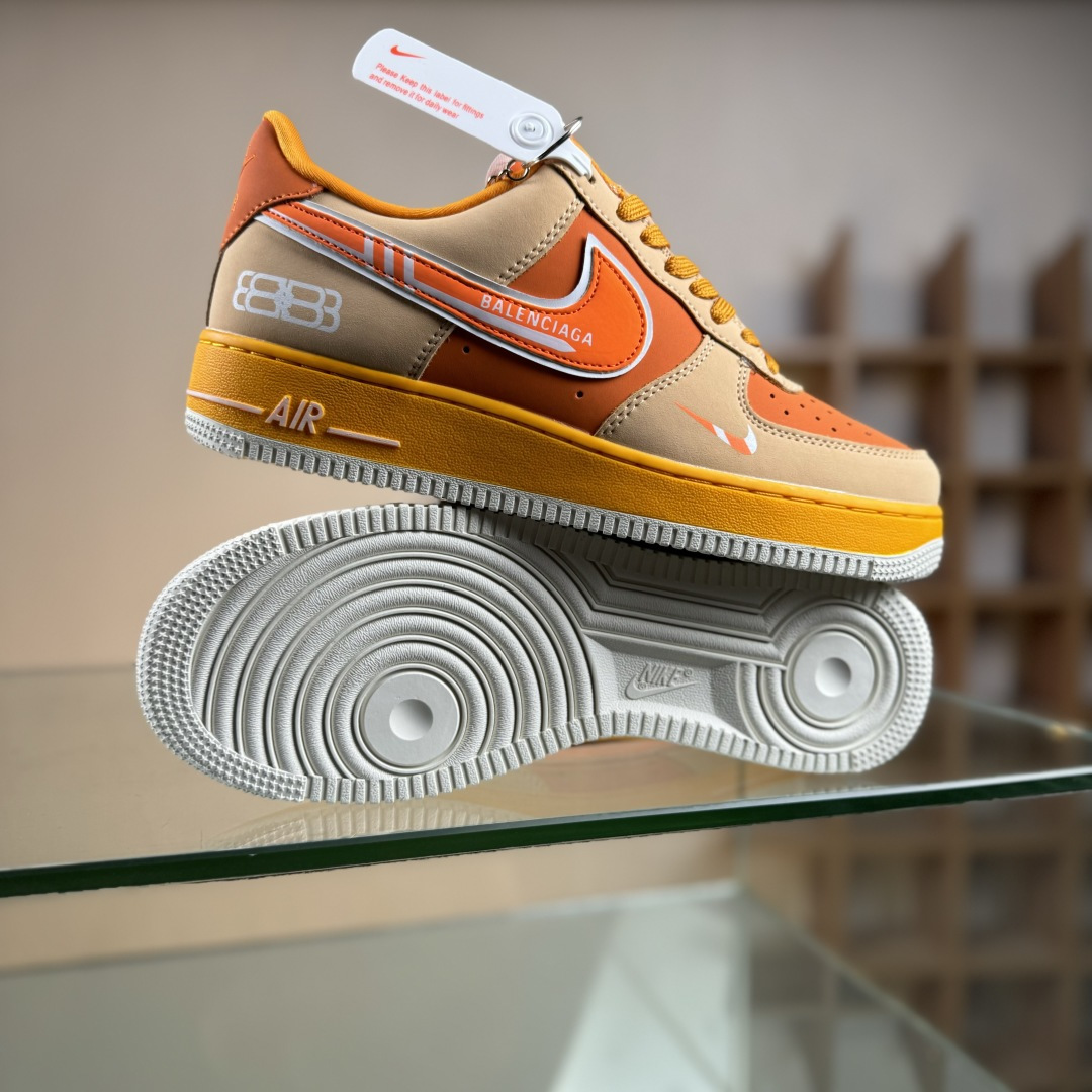 260 Nike Air Force 1'07 Low 巴黎世家联名 活力橙 空军一号低帮休闲板鞋 SY1388-002