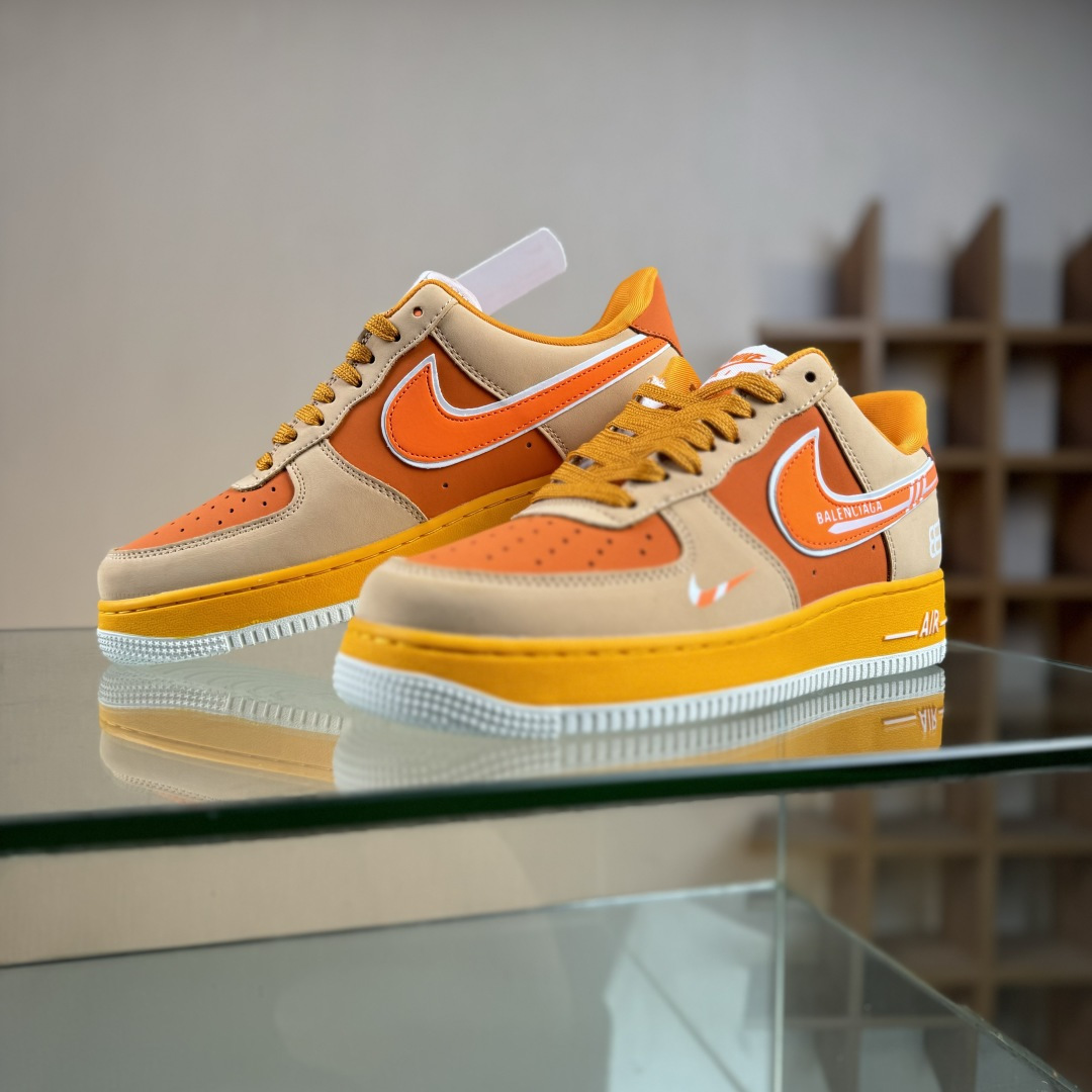 260 Nike Air Force 1'07 Low 巴黎世家联名 活力橙 空军一号低帮休闲板鞋 SY1388-002