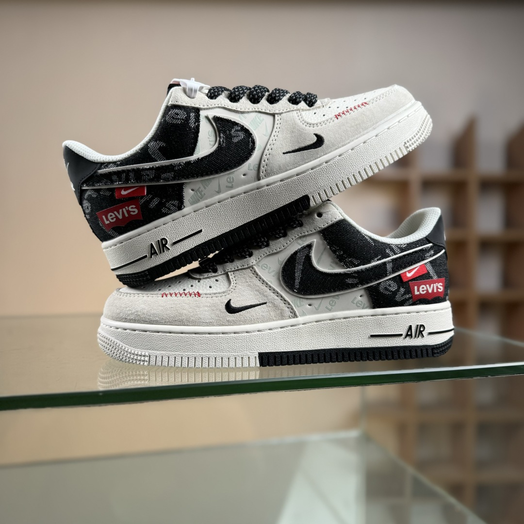 Nike Air Force 1'07 Low 李维斯联名 米灰黑织标 空军一号低帮休闲板鞋 MZ9588-800
