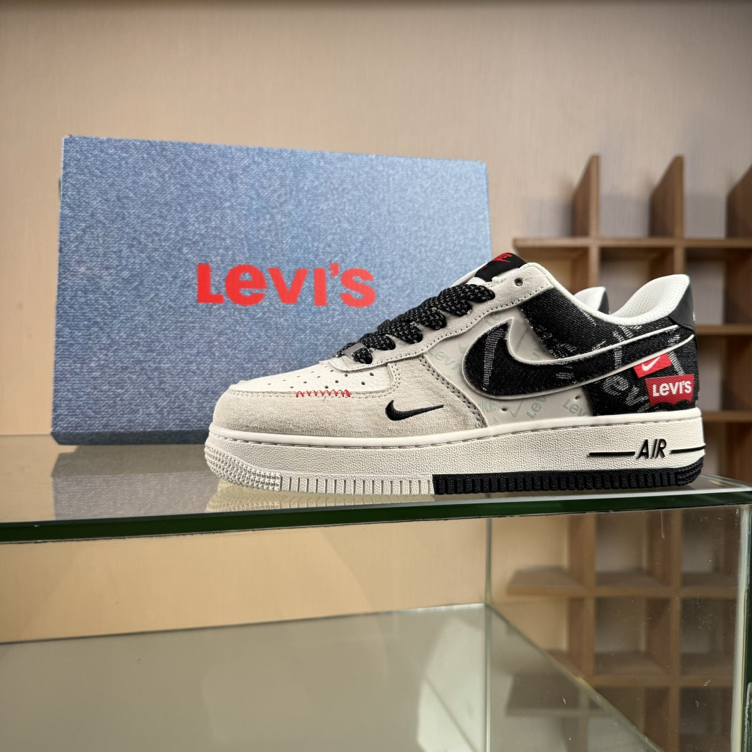 Nike Air Force 1'07 Low 李维斯联名 米灰黑织标 空军一号低帮休闲板鞋 MZ9588-800