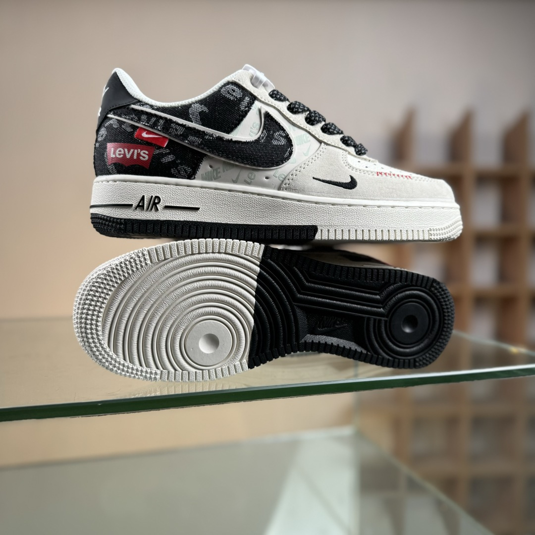 Nike Air Force 1'07 Low 李维斯联名 米灰黑织标 空军一号低帮休闲板鞋 MZ9588-800