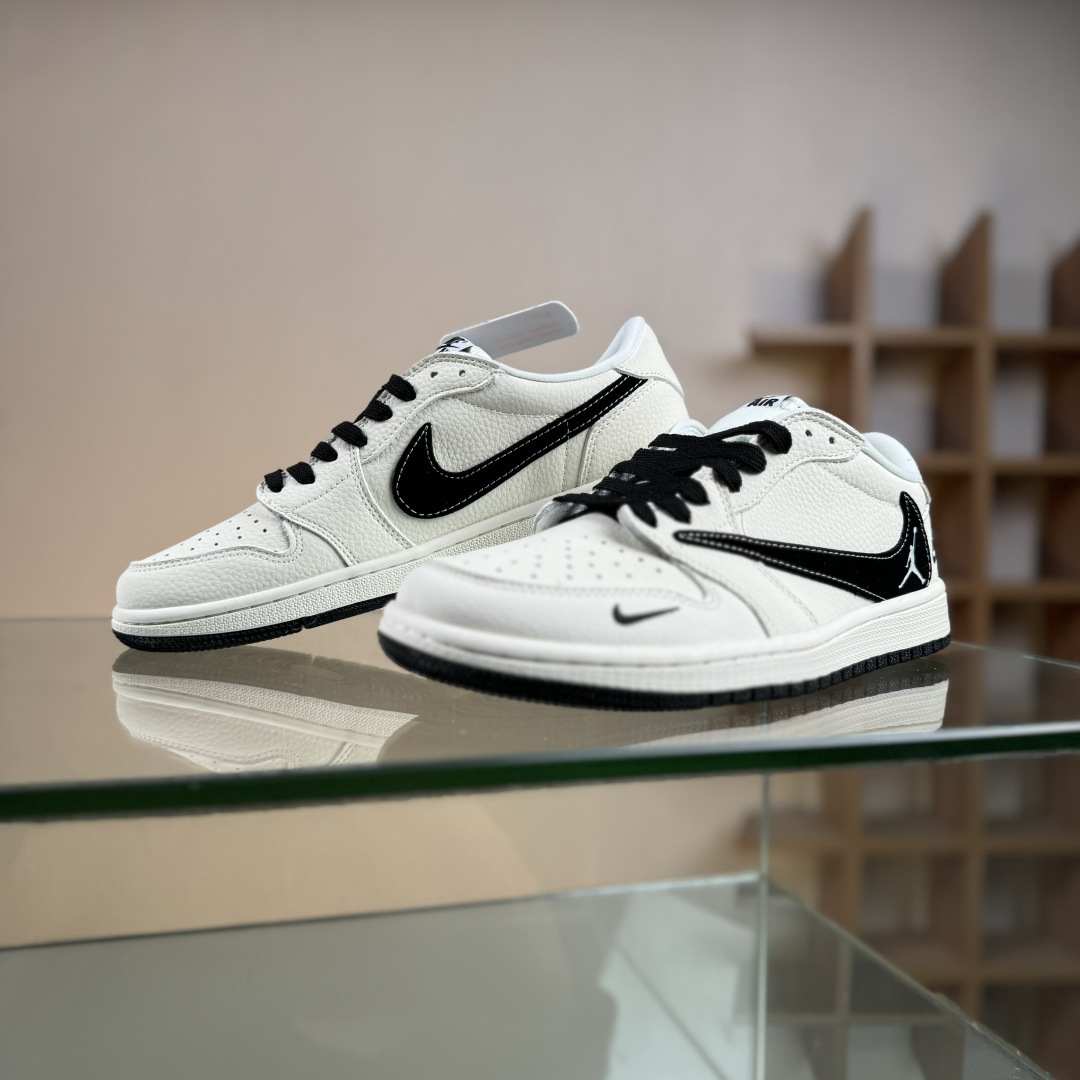 280 Nike Jordan Air Jordan 1 “NIKE联名——飞人米黑勾” 高端定制 乔丹低帮休闲板鞋 DD7866-105