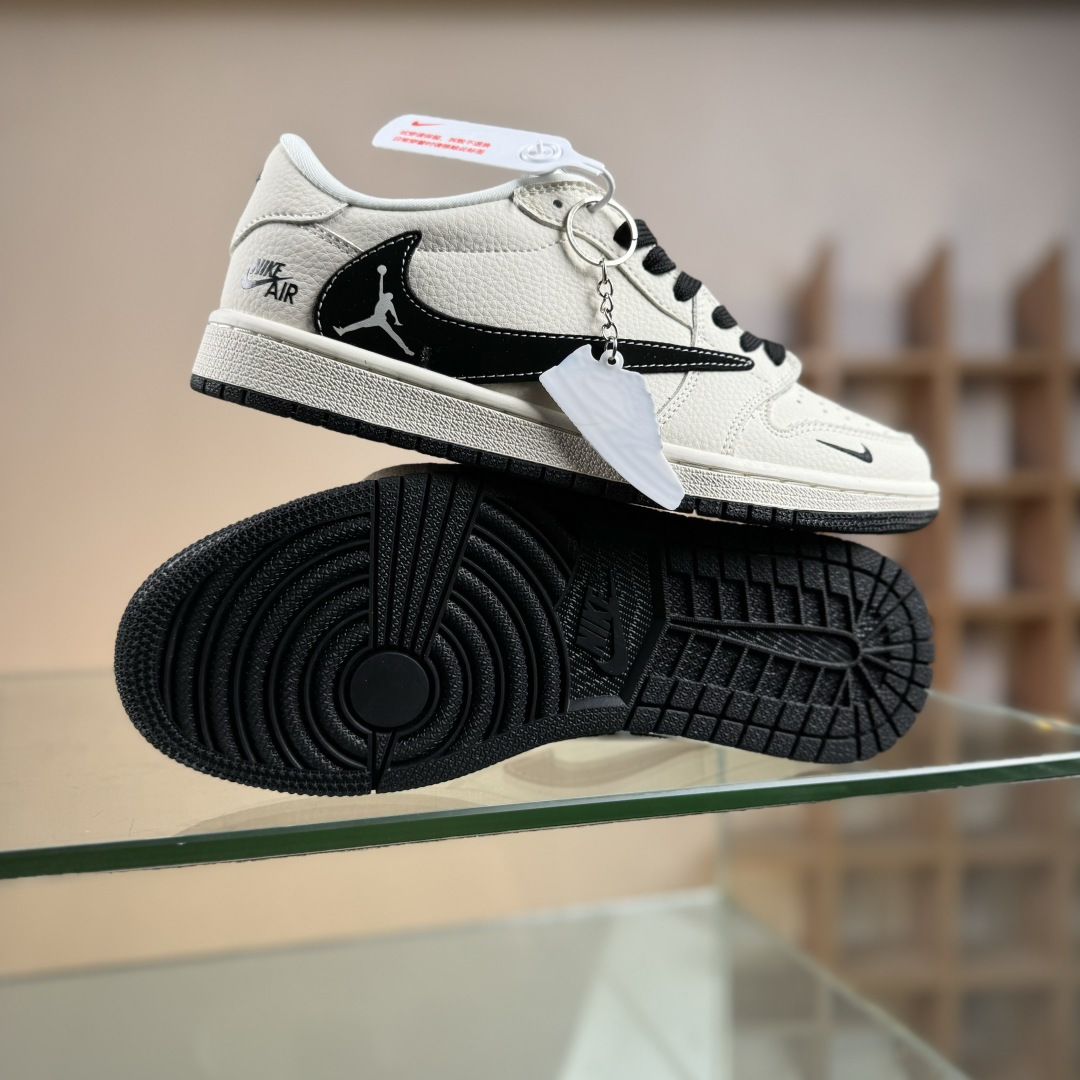 280 Nike Jordan Air Jordan 1 “NIKE联名——飞人米黑勾” 高端定制 乔丹低帮休闲板鞋 DD7866-105