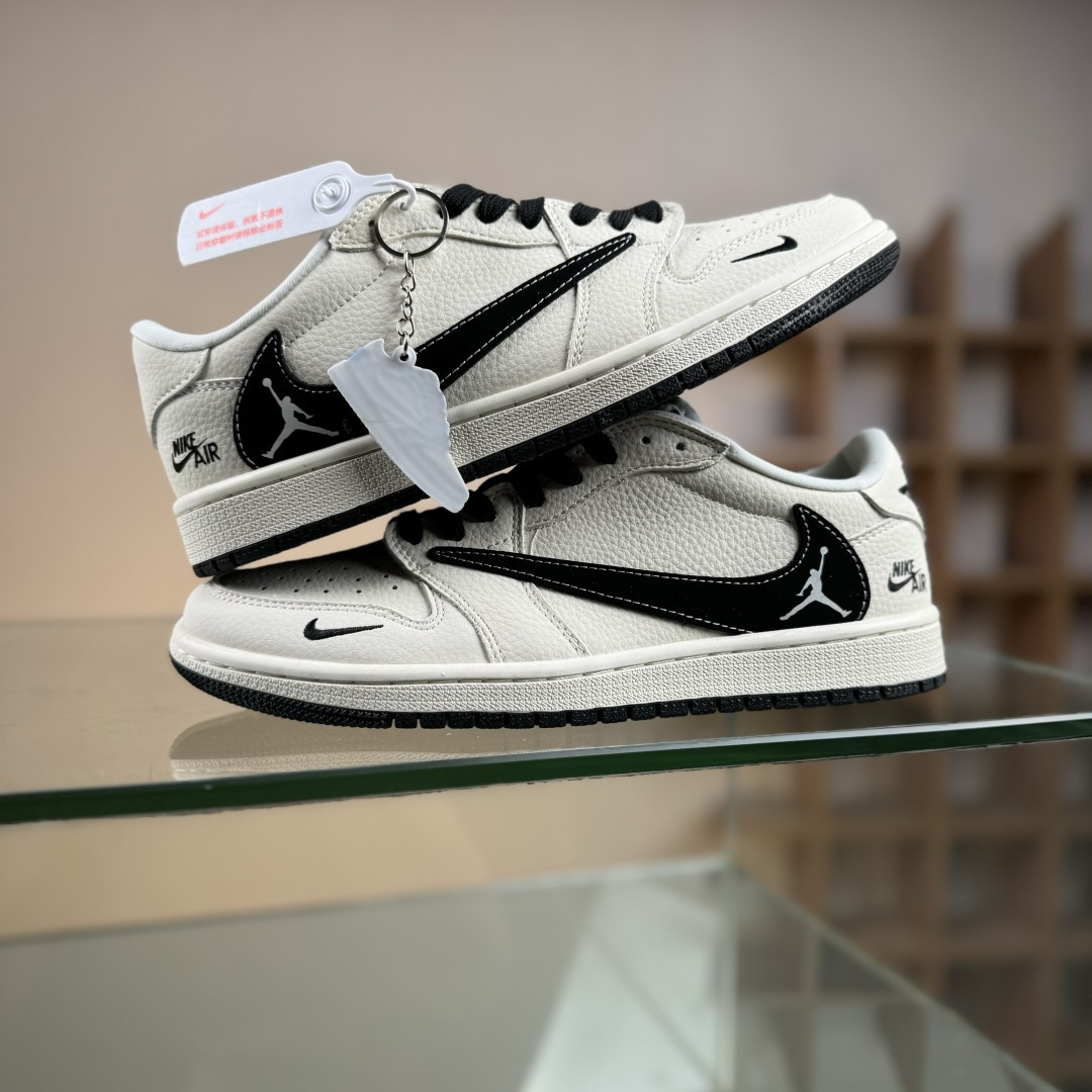 280 Nike Jordan Air Jordan 1 “NIKE联名——飞人米黑勾” 高端定制 乔丹低帮休闲板鞋 DD7866-105