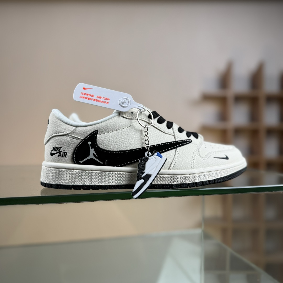 280 Nike Jordan Air Jordan 1 “NIKE联名——飞人米黑勾” 高端定制 乔丹低帮休闲板鞋 DD7866-105