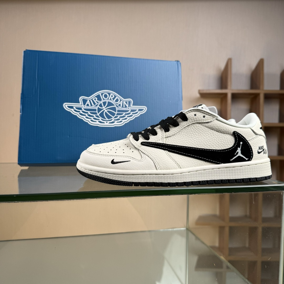 280 Nike Jordan Air Jordan 1 “NIKE联名——飞人米黑勾” 高端定制 乔丹低帮休闲板鞋 DD7866-105