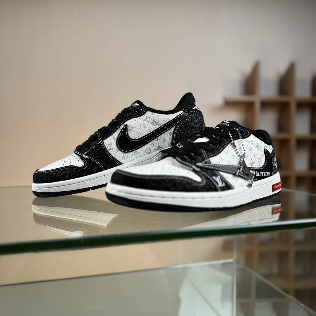 280 Travis Scott x Fragment Design x Air Jordan 1 Low SP AJ1 乔1LV联名 白黑牛仔 低帮文化休闲板鞋 SC0601-054