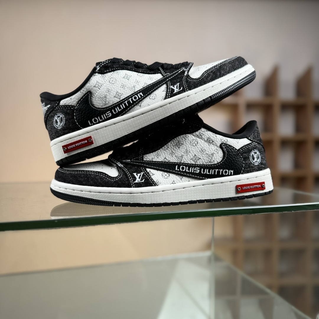 280 Travis Scott x Fragment Design x Air Jordan 1 Low SP AJ1 乔1LV联名 白黑牛仔 低帮文化休闲板鞋 SC0601-054