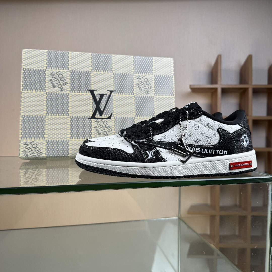 280 Travis Scott x Fragment Design x Air Jordan 1 Low SP AJ1 乔1LV联名 白黑牛仔 低帮文化休闲板鞋 SC0601-054