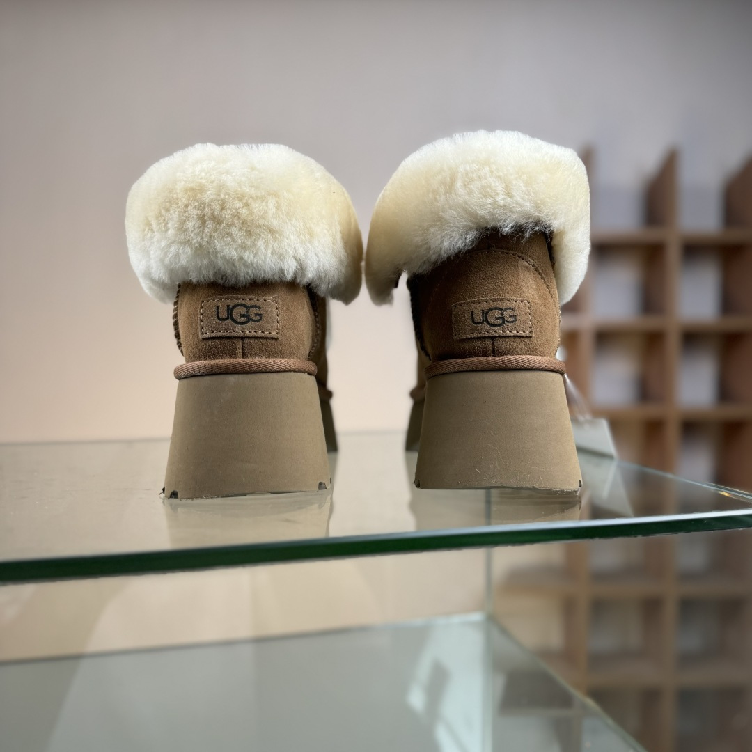 350 25新款UGG 埃斯米 6cm增高 牛剖层革 时尚舒适 及踝 雪地靴