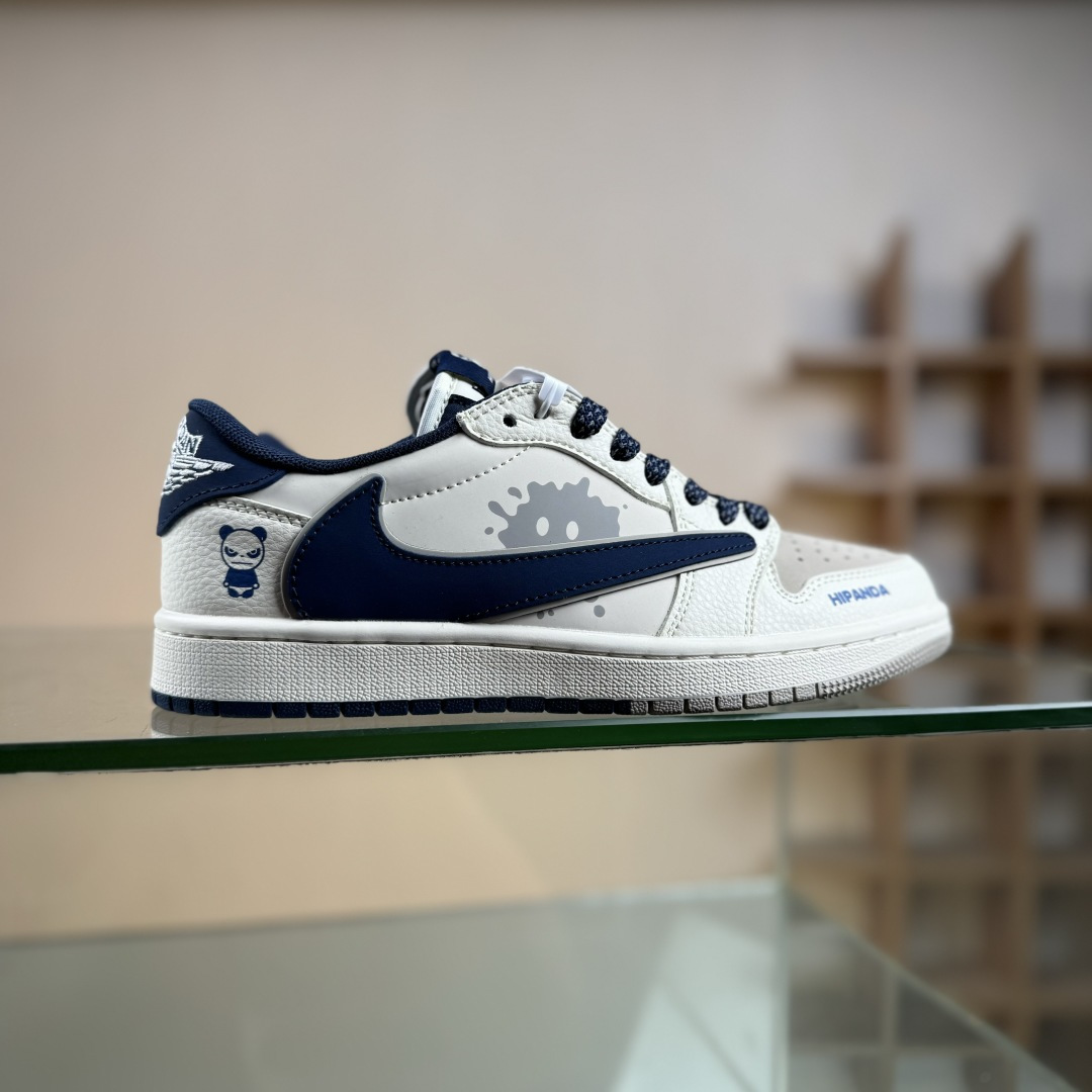 Travis Scott x Fragment Design x Air Jordan 1 Low SP AJ1 乔1暴力熊联名 奶白灰蓝 低帮文化休闲板鞋 XD0798-310