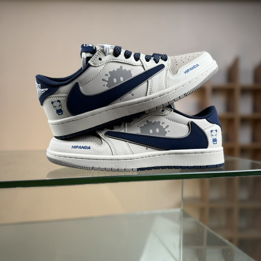 Travis Scott x Fragment Design x Air Jordan 1 Low SP AJ1 乔1暴力熊联名 奶白灰蓝 低帮文化休闲板鞋 XD0798-310