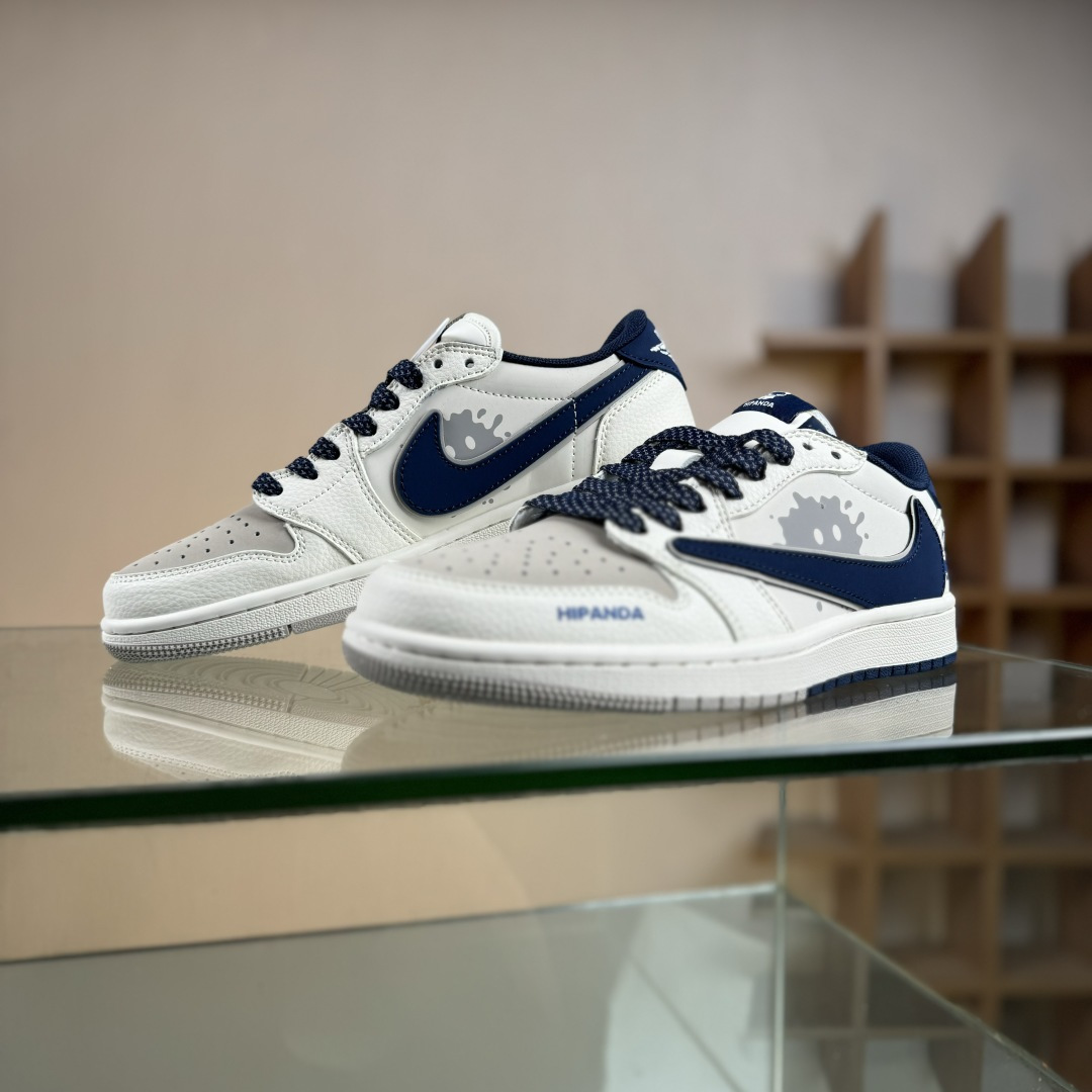Travis Scott x Fragment Design x Air Jordan 1 Low SP AJ1 乔1暴力熊联名 奶白灰蓝 低帮文化休闲板鞋 XD0798-310