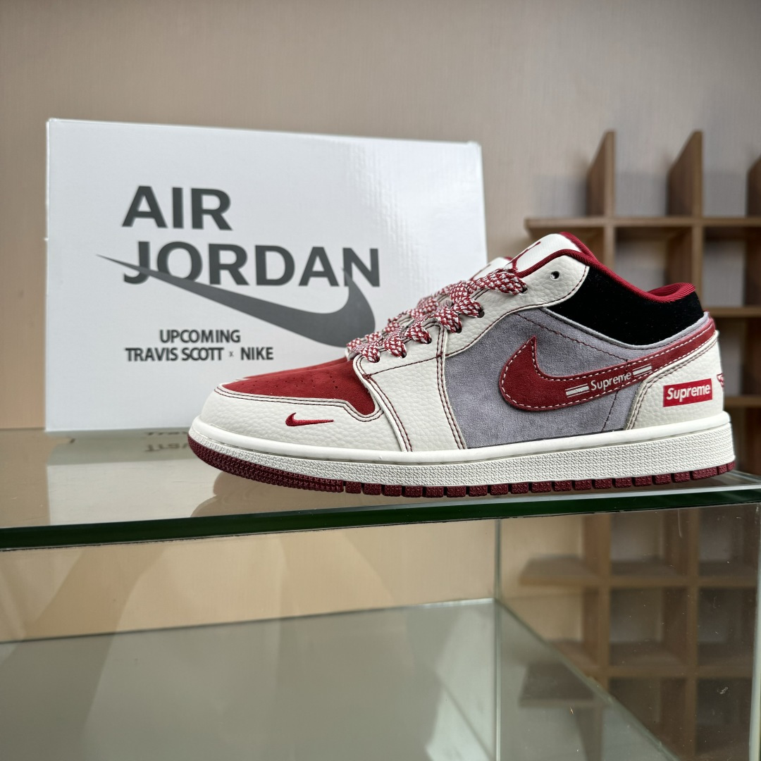 Air Jordan 1 Low AJ1 乔1联名 灰红猪八 高端定制 低帮复古篮球鞋 LD8888-007 Air Jordan 1 Low AJ1 乔1联名 灰红猪八 高端定制 低帮复古篮球鞋 LD8888-007